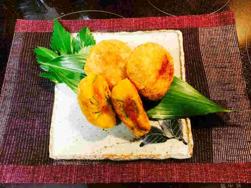 かぼちゃの豚味噌入り揚げ団子