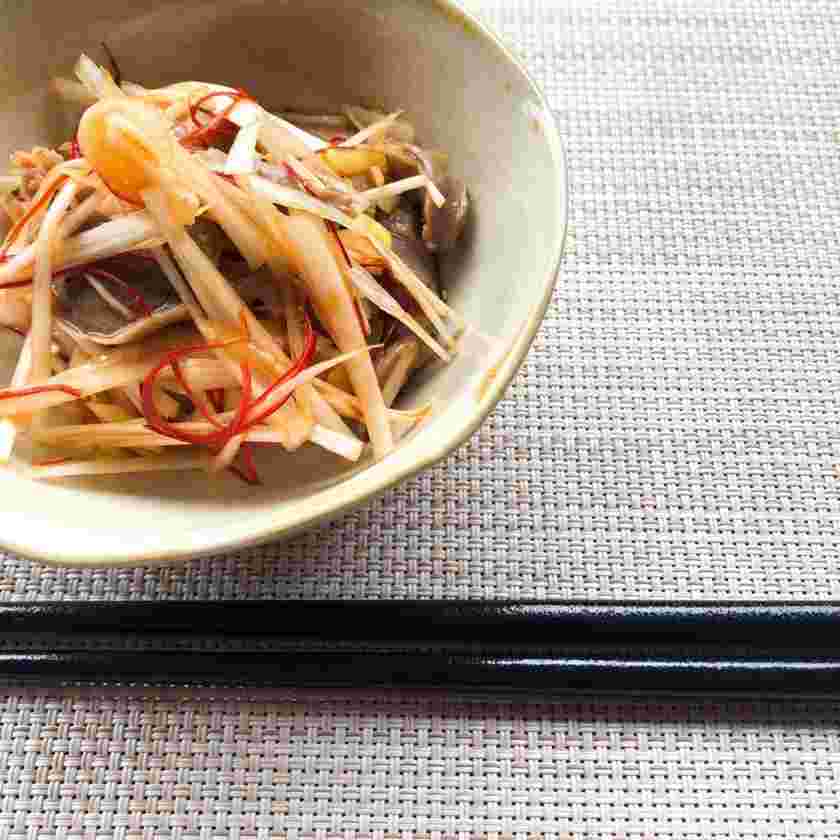 砂肝と白髪ネギの和え物