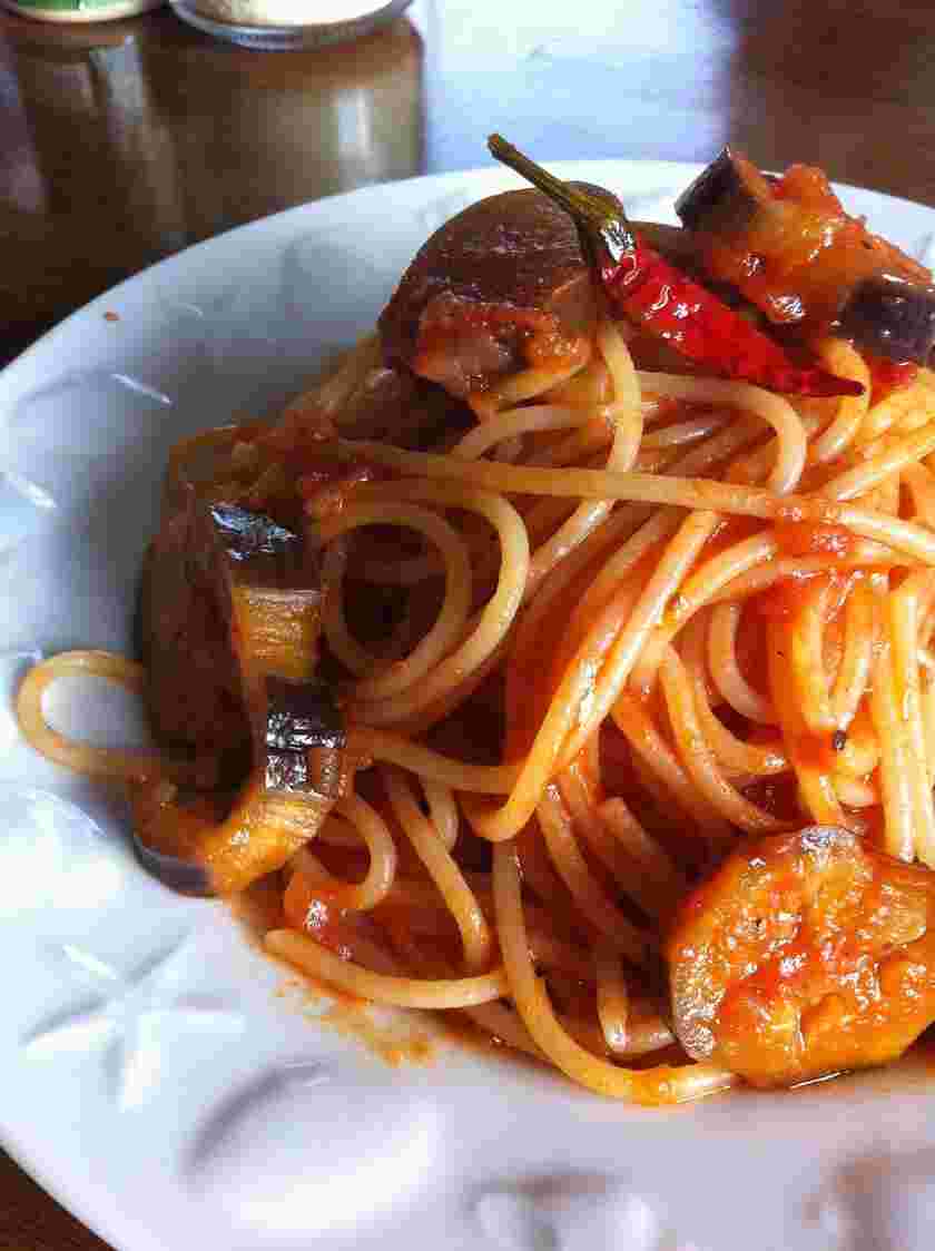 なすときゅうりのトマトパスタ