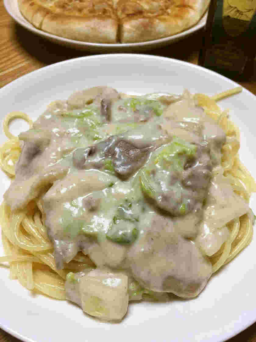 しし肉のクリームパスタ