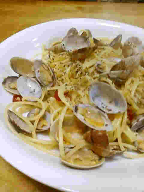 ボンゴレビアンゴのパスタ