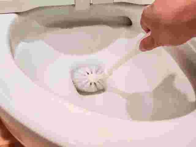 トイレブラシでさぼったリングの掃除