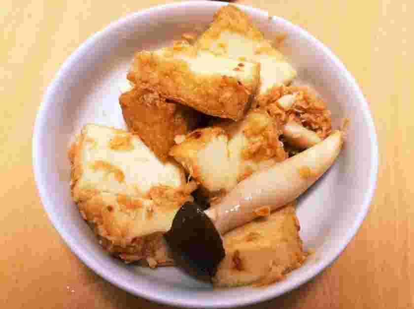 厚揚げと鮭のレモンポン酢バター焼き
