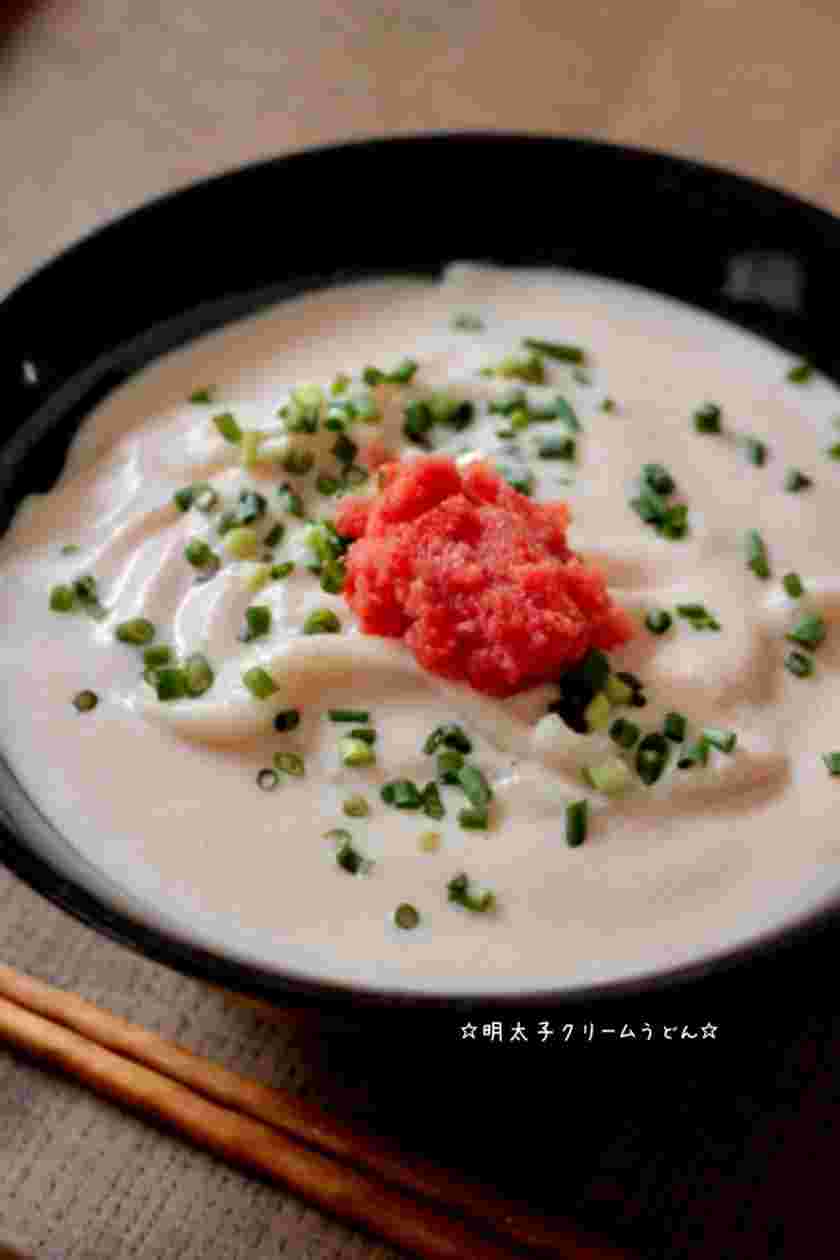 温かい明太子クリームうどん