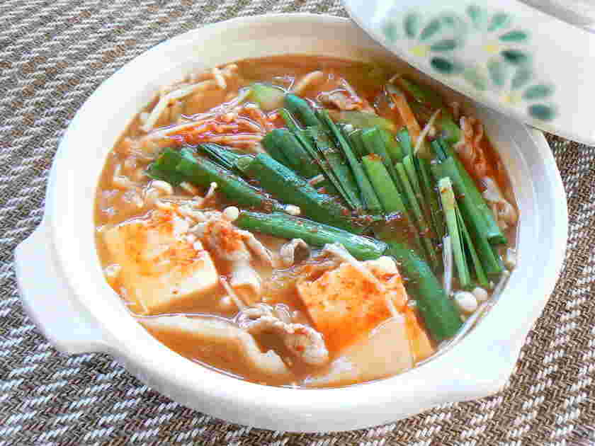 土鍋で作ったキムチラーメン