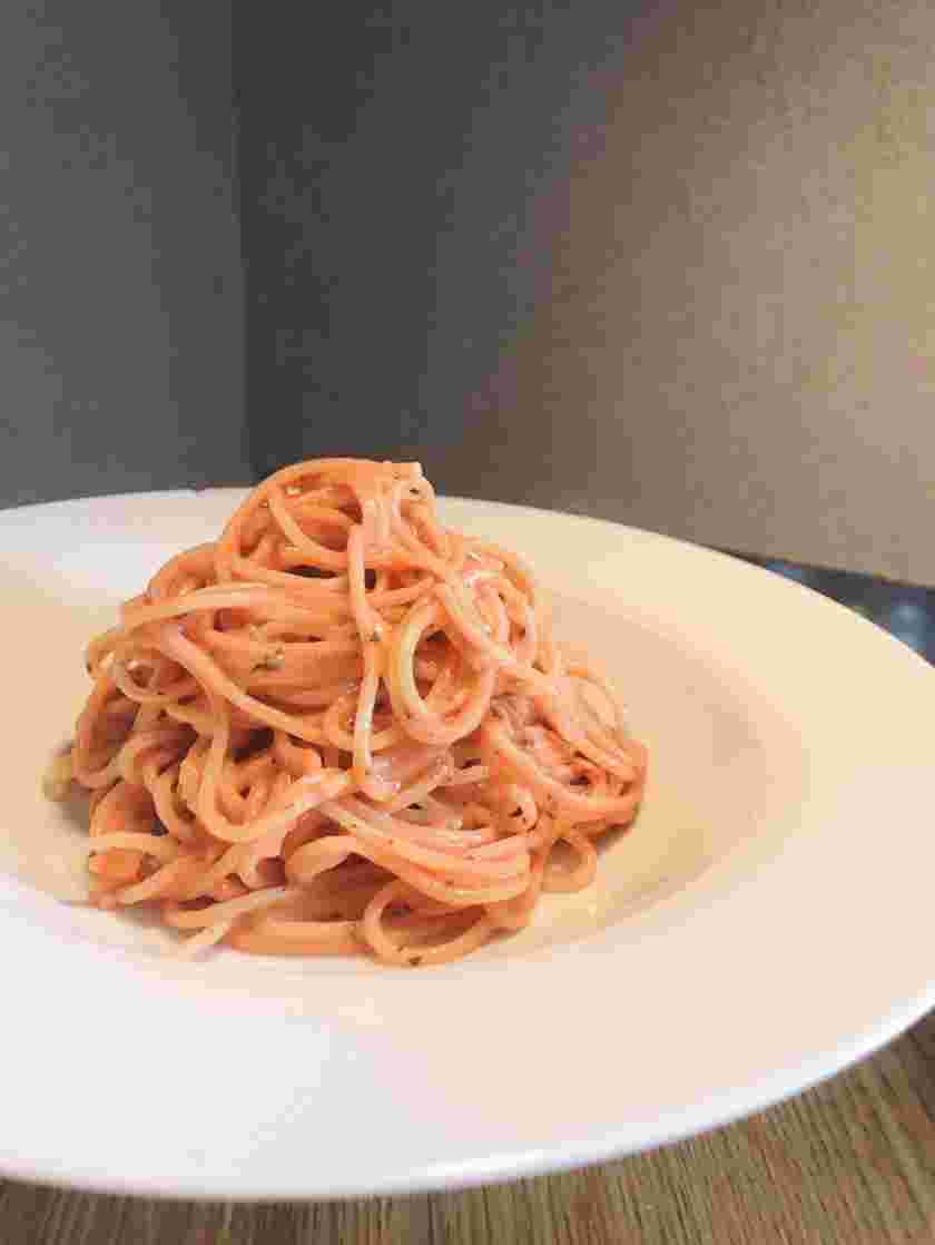トマト缶を使ったクリームチーズの冷製パスタ