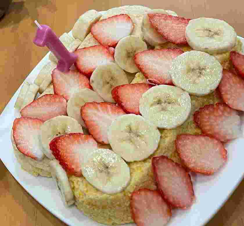 豆腐とヨーグルトを使った1歳の誕生日ケーキ