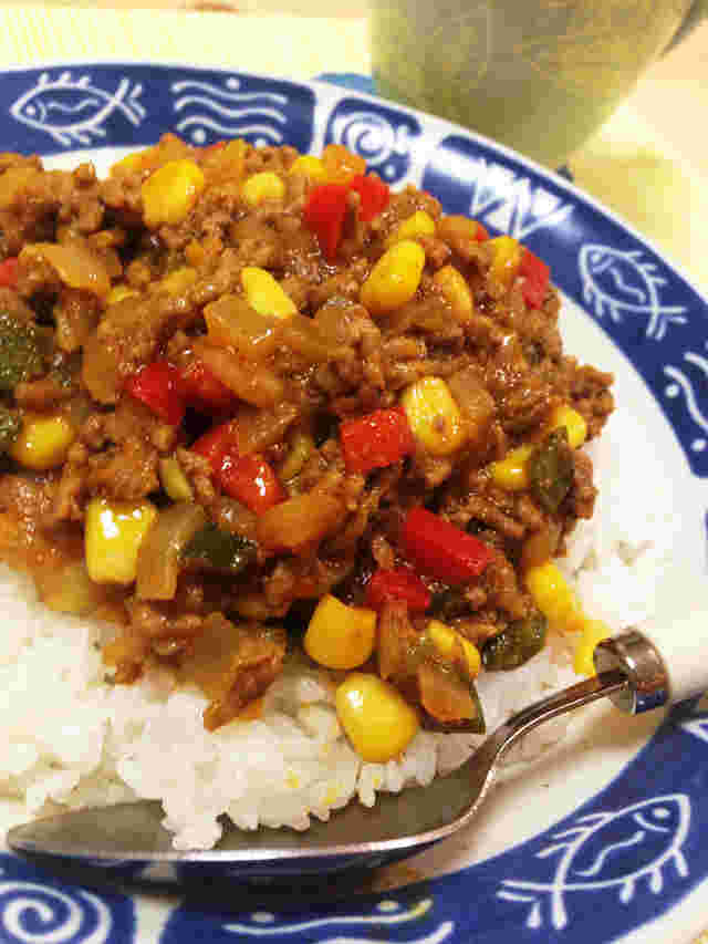 レンジで簡単夏野菜本格ドライカレー
