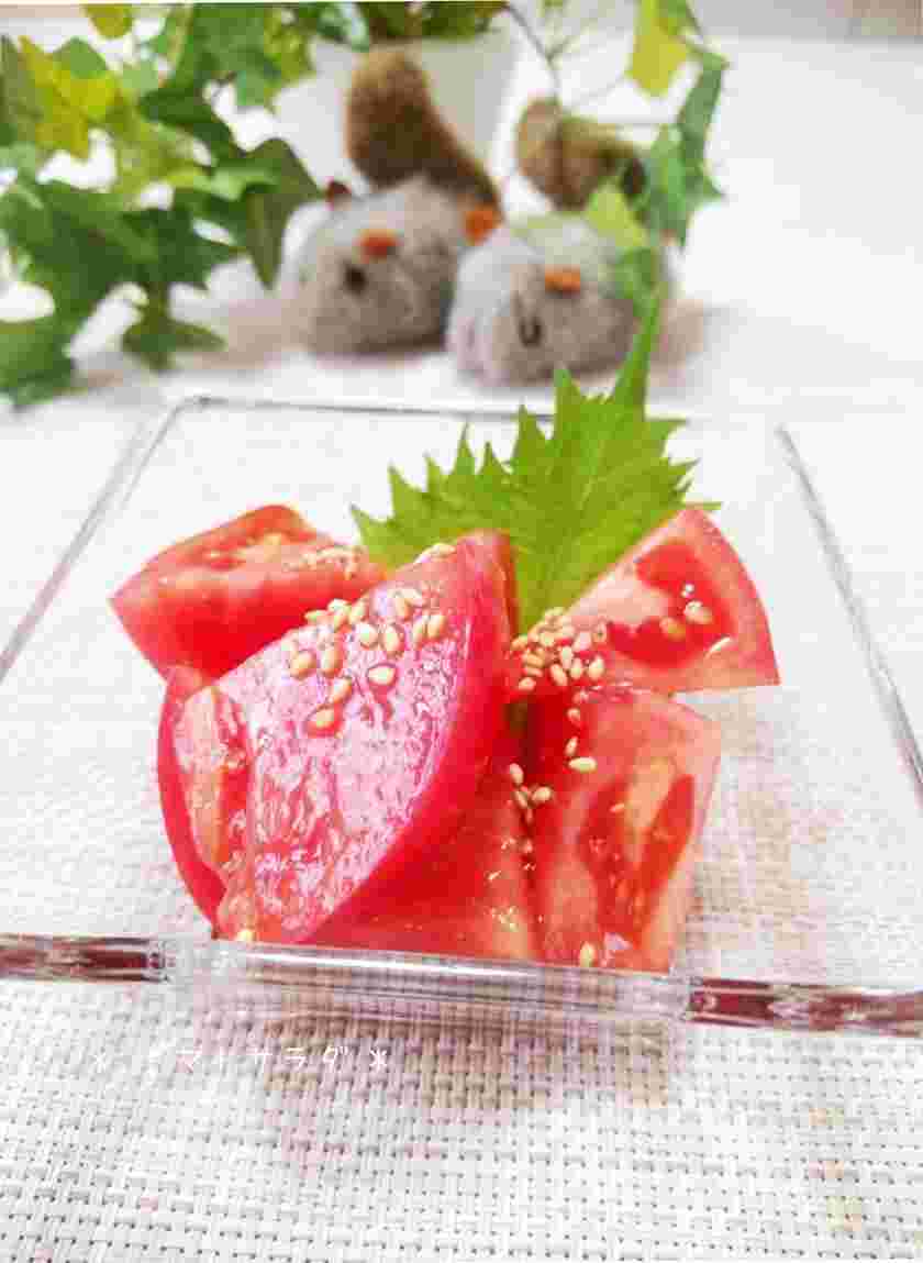 餃子の副菜に合うトマトの中華風かんたんサラダ