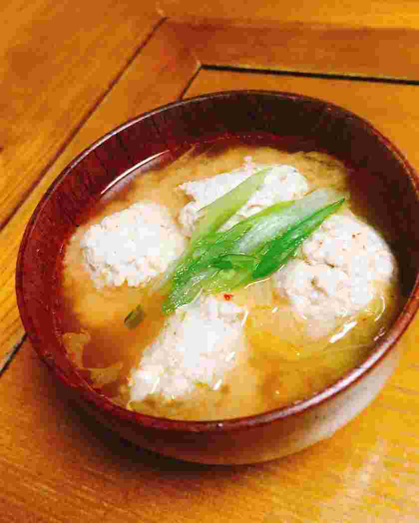 れんこん鶏団子のキムチ味噌汁