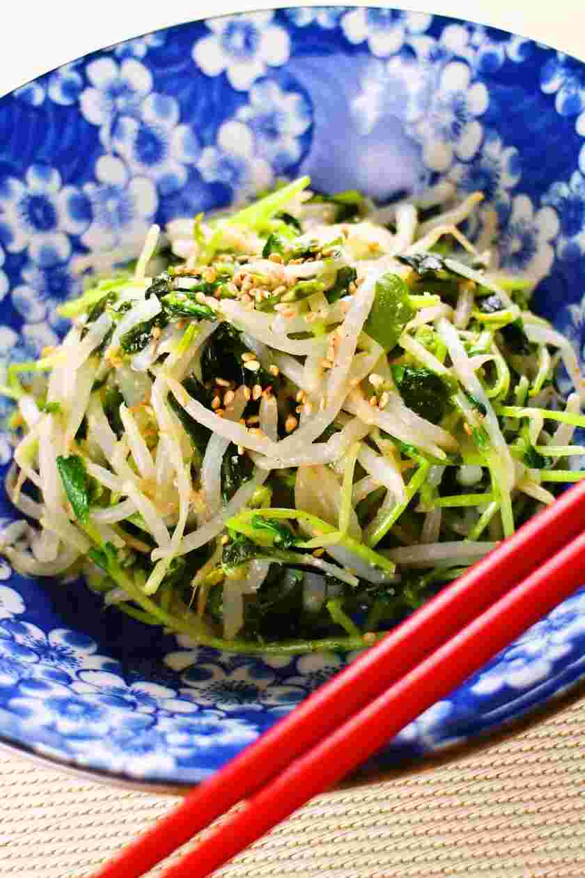 もう一品に使えるもやしと豆苗のナムル