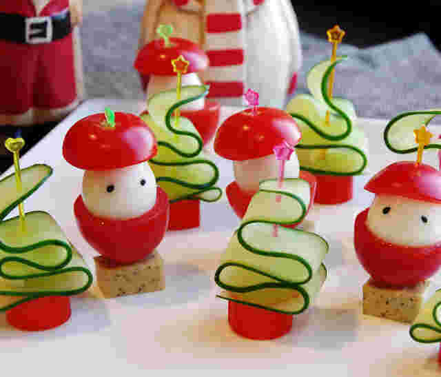 クリスマスオードブルにおすすめのツリーと雪だるまサンタのピンチョス