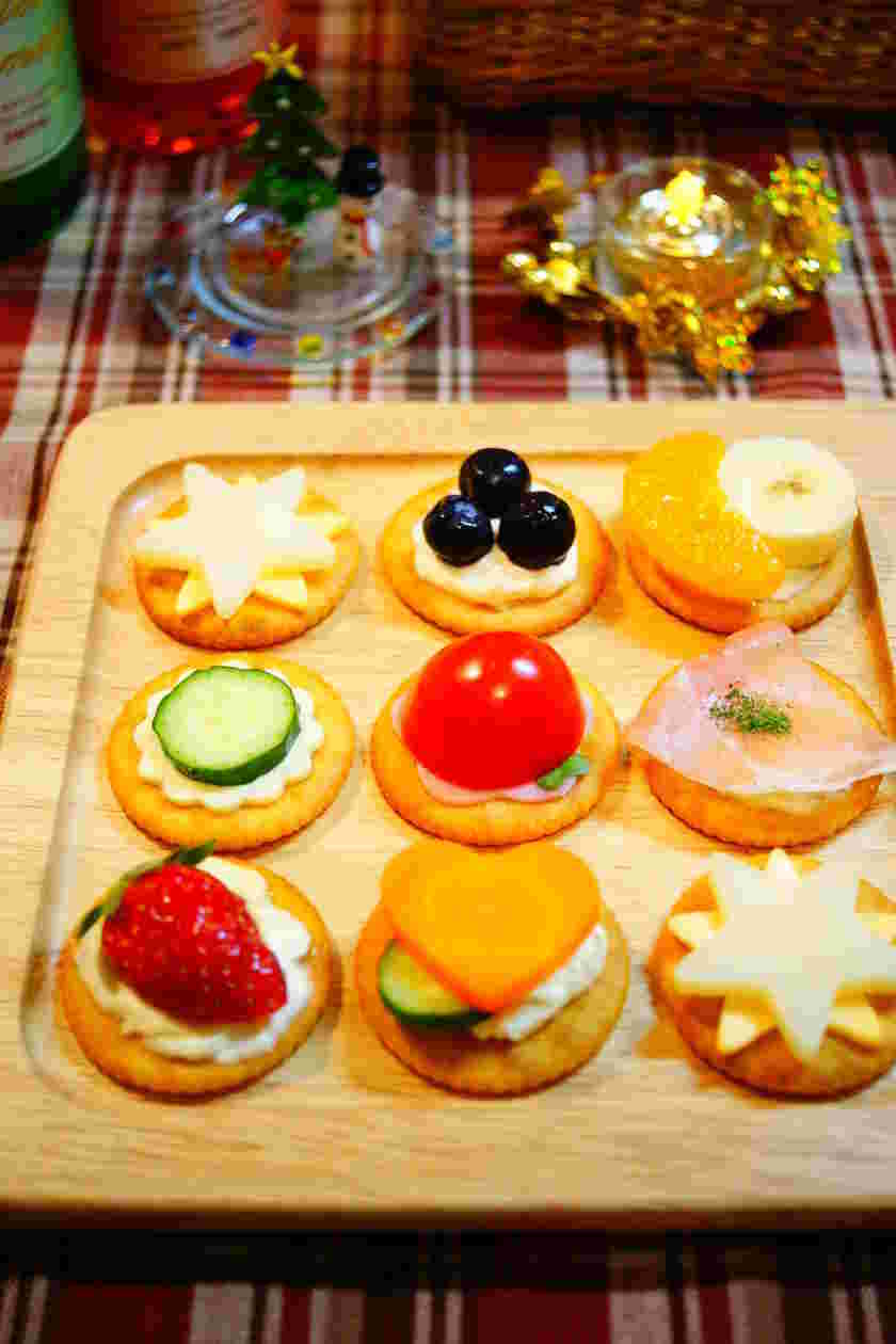 クリスマスのオードブルにおすすめのカラフルカナッペ