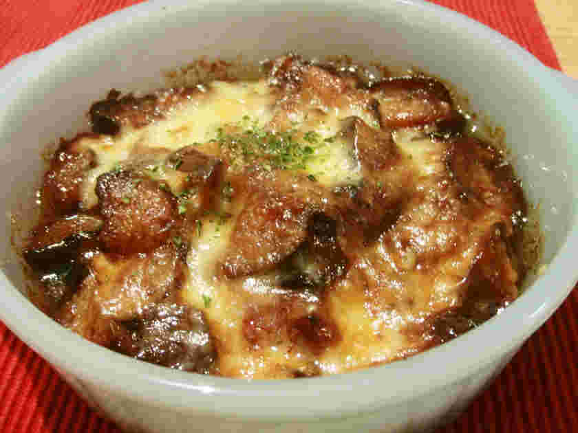 ミートソースパスタに合うなすの味噌チーズグラタン