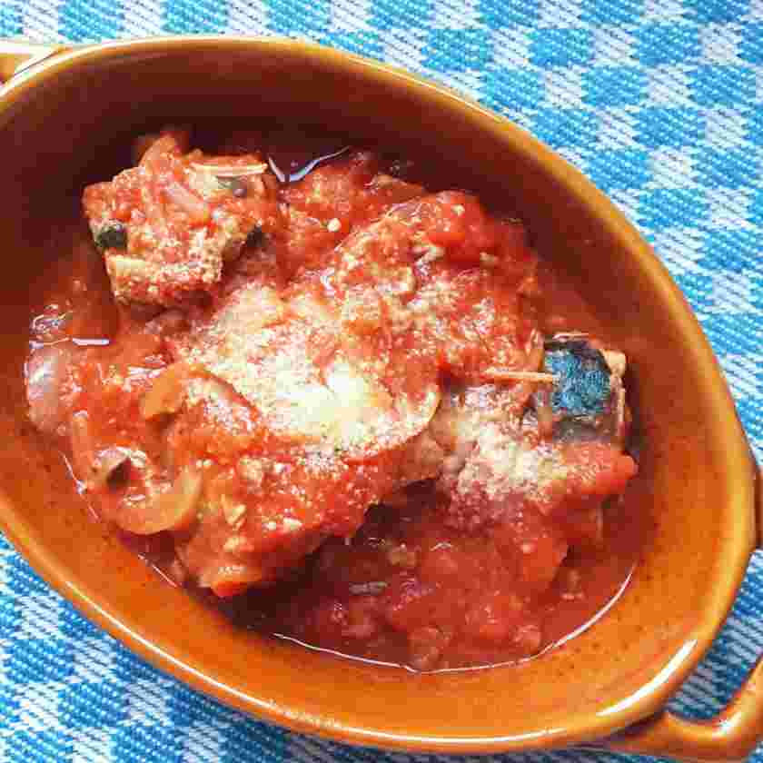 つくねの献立に合うサバのトマト煮込み