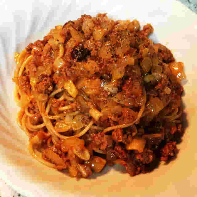 全粒粉パスタを使ったひき肉ボロネーゼ