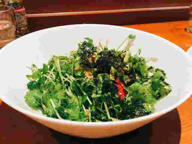 わさび菜と豆苗のナムルサラダ